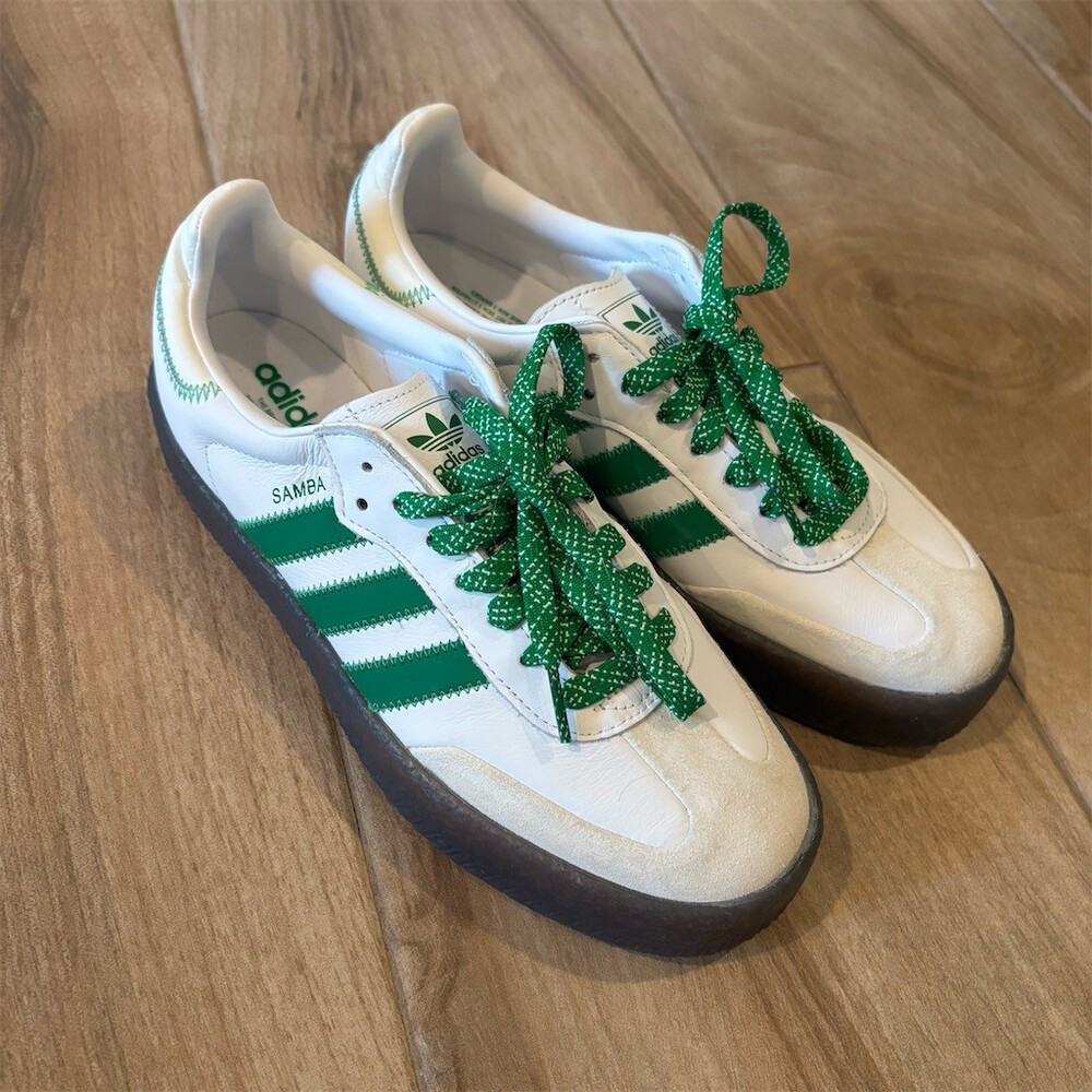 adidas Originals Sambae Samba Womens Low Top Sneakers White Green Gum US 9